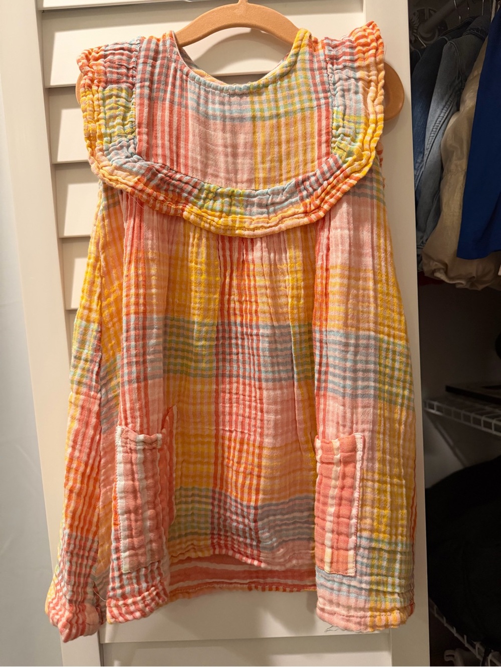 Tucker + Tate Yellow, Pink & Light Blue Plaid Ruffle Dress